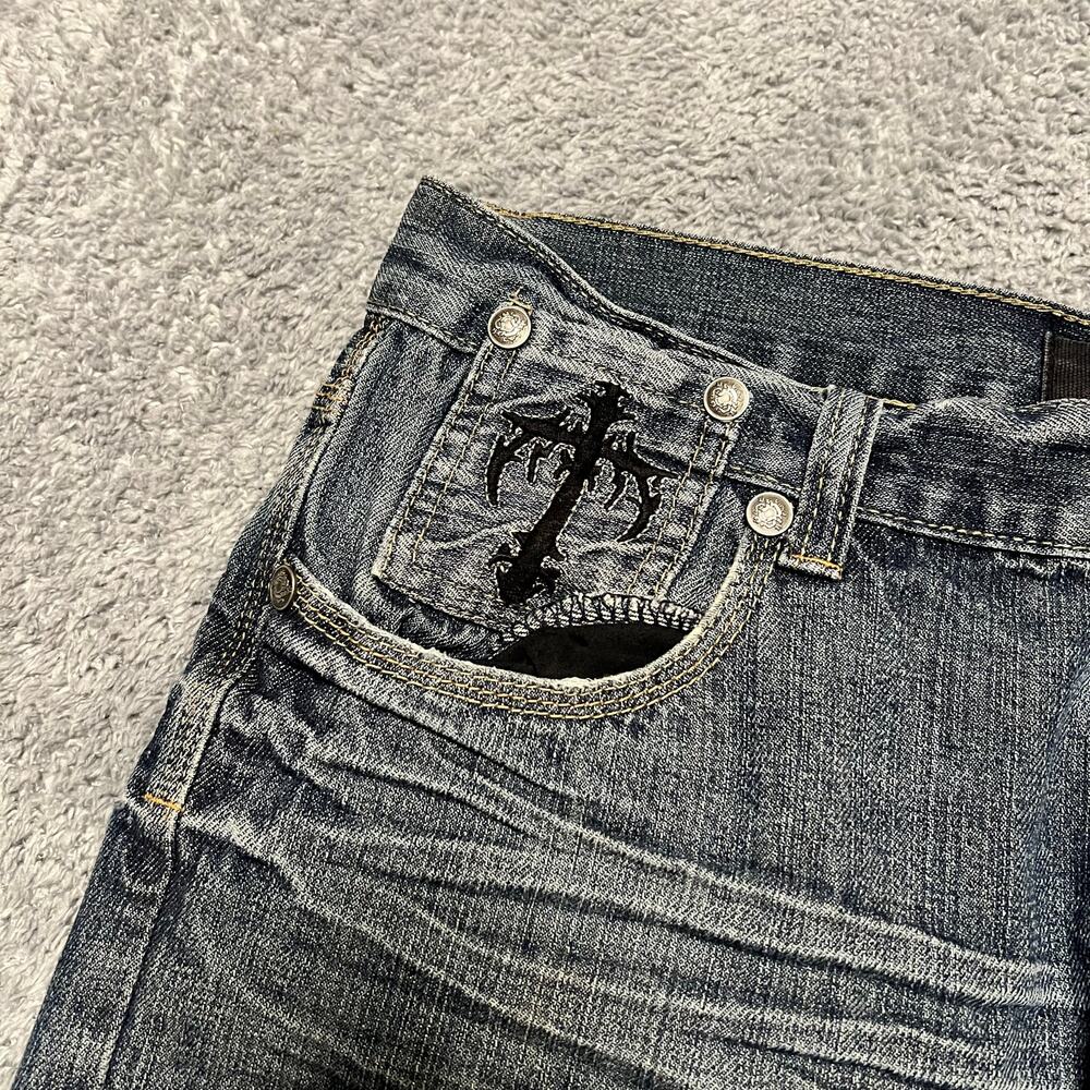 Agile Shorts Mens 34 Blue Denim Jean Shorts Jorts Cross Zipper Casual Grunge - Picture 2 of 10